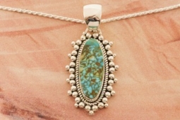 Artie Yellowhorse Genuine Kingman Turquoise Sterling Silver Pendant